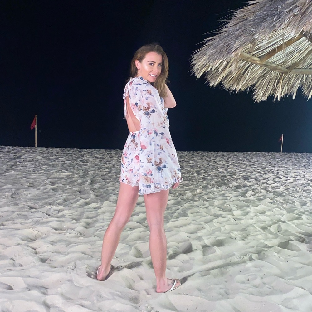Floral Printed Ruffle Bell Sleeve Loose Fit Rompers